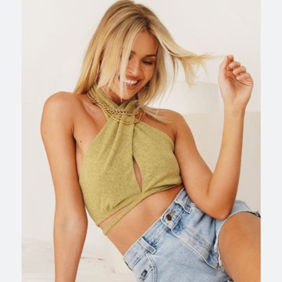 VRG GRL green halton wrap crop - Picture 2 of 5